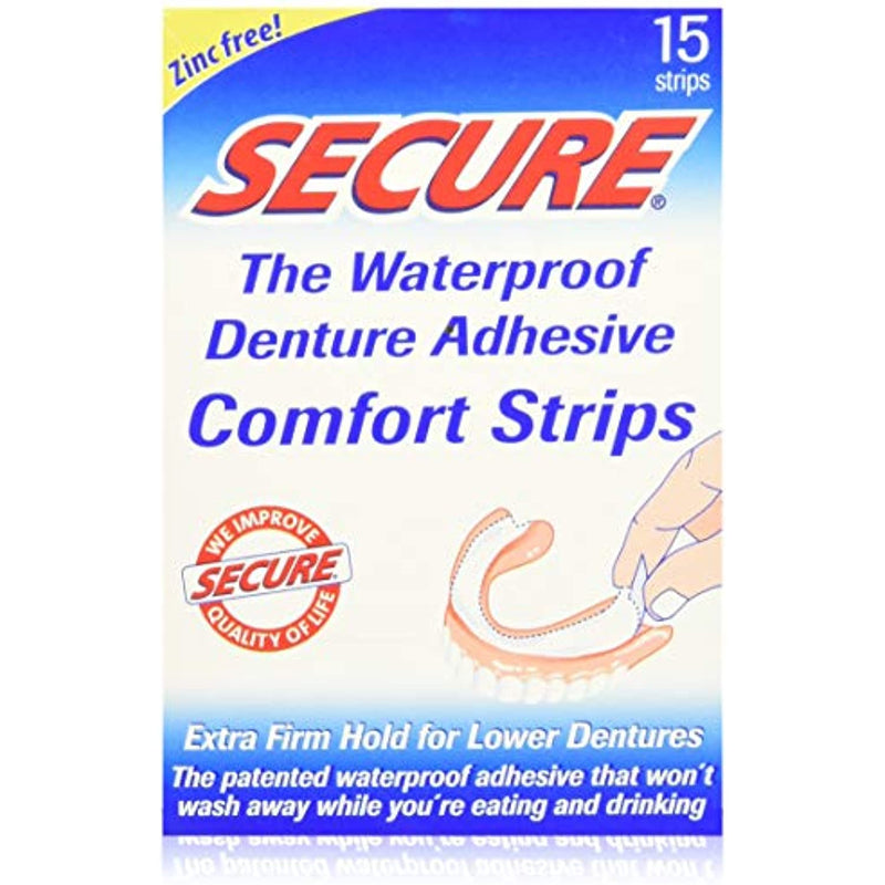 Secure, Denture Adhesive Comfort Strips - 15 Ct